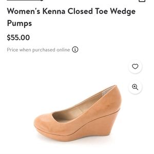 New Womens Kenna Closed Toe Wedge Pump- Cognac